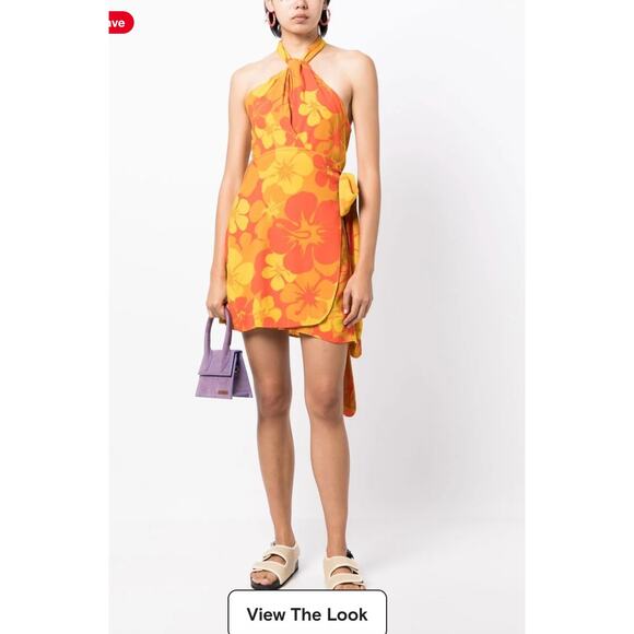 Faithful The Brand Dress Womens 8 Orange Odette Floral Print Mini - Picture 1 of 12